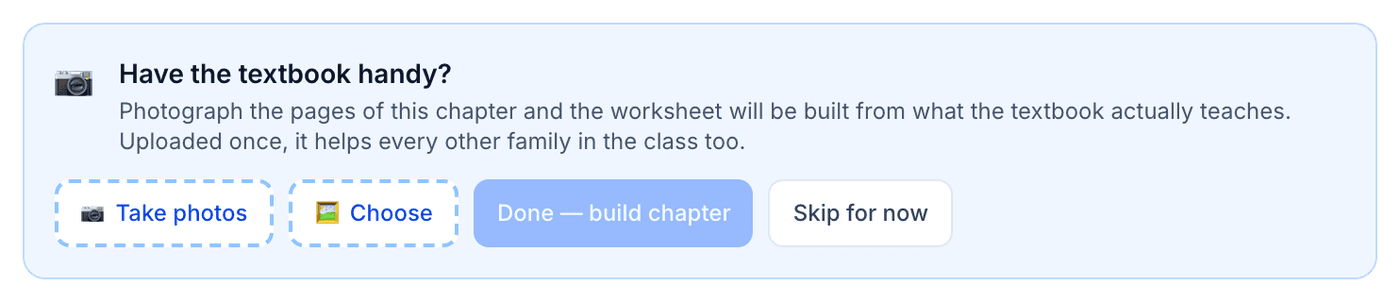 Have the textbook handy? prompt on Create Worksheet